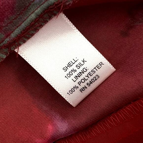 Banana Republic size 6 Dress SILK Mini Watercolor Floral Burgundy Red Lined - Picture 5 of 7